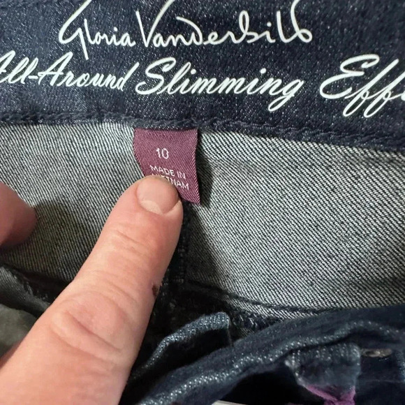 Gloria Vanderbilt Capri Amanda Jeans Dark Blue Wash Built in Slimming Panel 10 - Picture 6 of 8